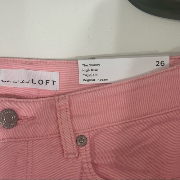 Loft High Rise Skinny Jeans Pink Curvy Fit - Picture 5 of 7